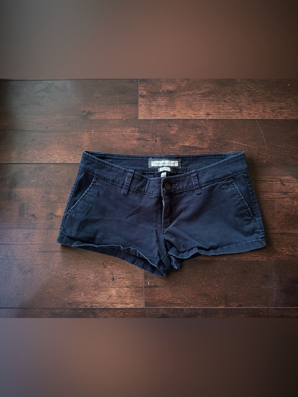 Y2K Abercrombie & Fitch Womens 4 Navy Blue Stretch Low Rise Short Shorts